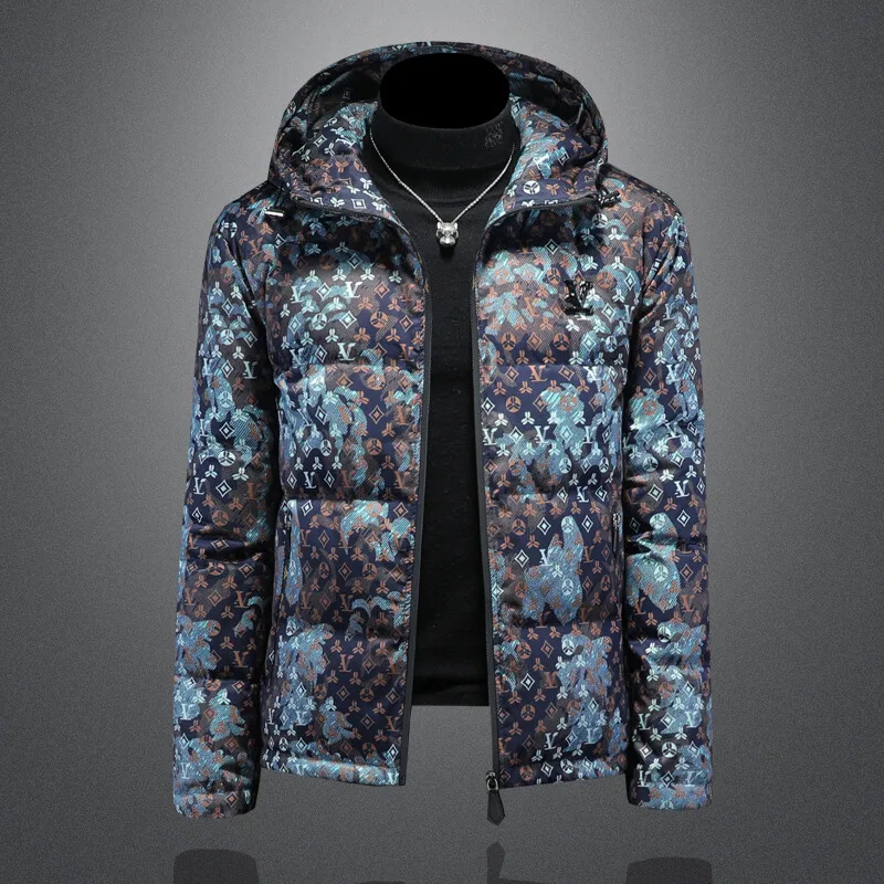 

Новая зимняя мужская утепленная куртка с капюшоном и принтом, пуховик с надписью, модная уличная верхняя одежда 2025 года