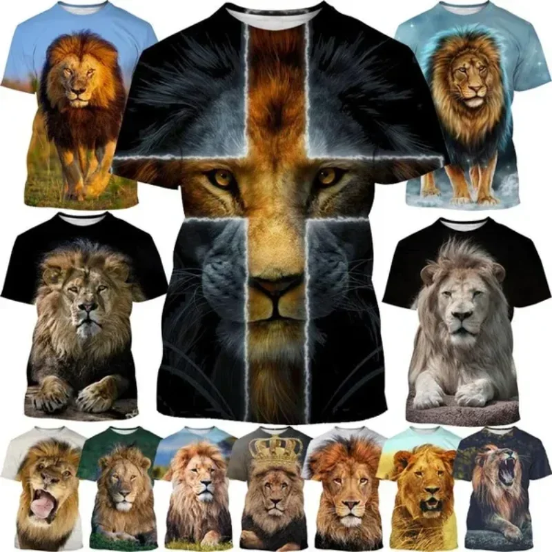 Fashion Men Clothing New Animal Lion 3D Print T-shirt Unisex Cool Casual Oversized T Shirt Hip Hop Harajuku Street Tops Tees