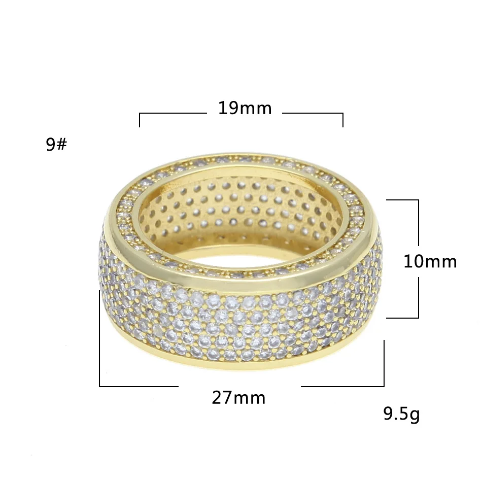 

NEW Full CZ Bling Bling Iced Out Cubic Zircon Mirco Pave Prong Setting Brass Rings Fashion Hip Hop Jewelry BR019