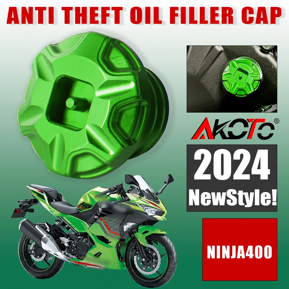 Motorcycle Anti theft Oil Filler Cap Accessories Engine Oil Plug Cover For Kawasaki Ninja 400 250 EX400 EX250 Ninja400 2017-2024