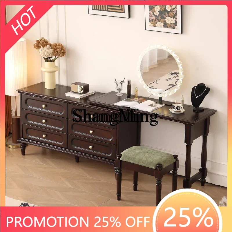

SM style dresser chest of drawers integrated retractable rotating solid wood bedroom storage dressing table