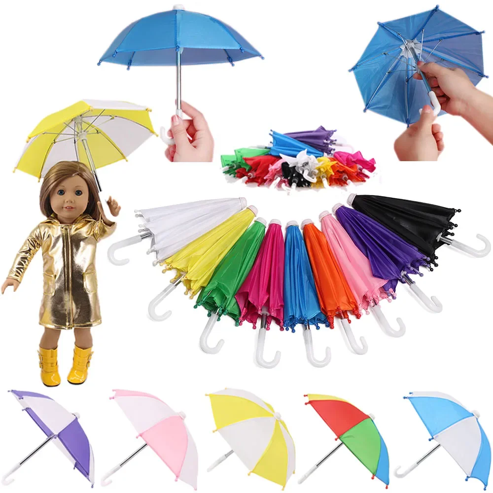 Rainbow Umbrella Raincoat para Reborn Baby Girl, Presente Toy Nossa Geração Girl, Acessórios Boneca Rainbow, americano, 43cm, 18