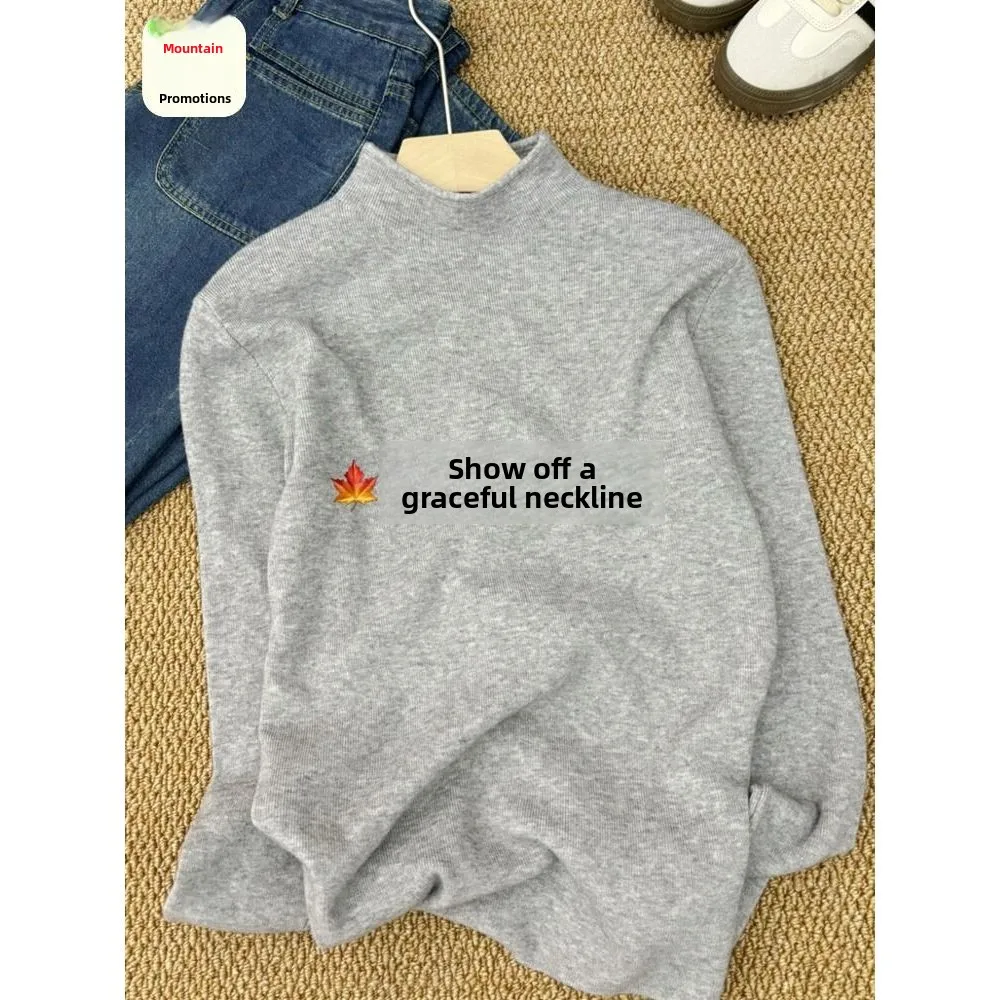 

Autumn Warm f High Ne Knitted Sweater Women's 2025 New Sle Slimming Long Sve Base irt Top Commute Sle Pure Color
