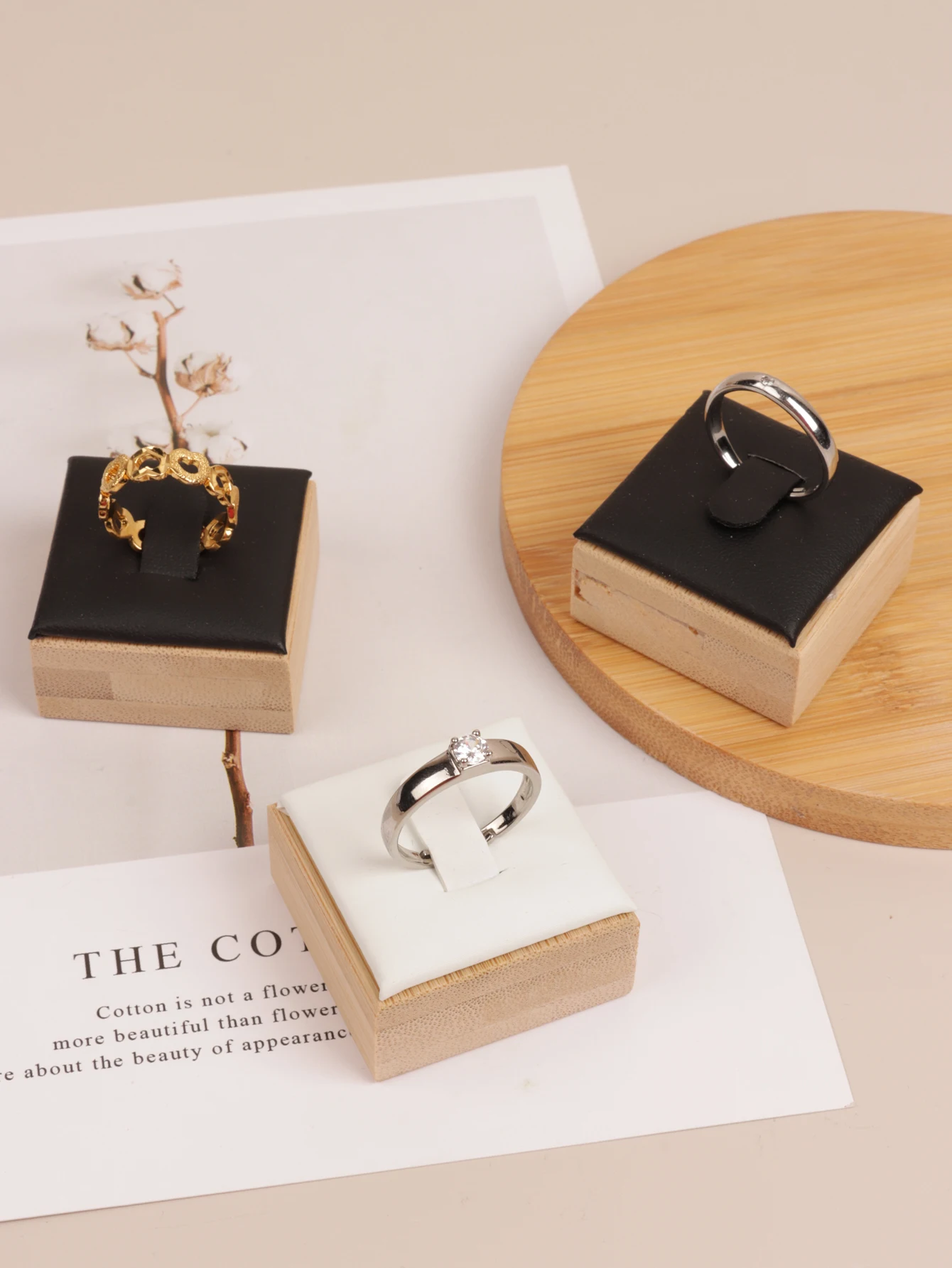 1pc Natural Bamboo and Wood Ring Holder, Jewelry Rack, Ring Display Stand
