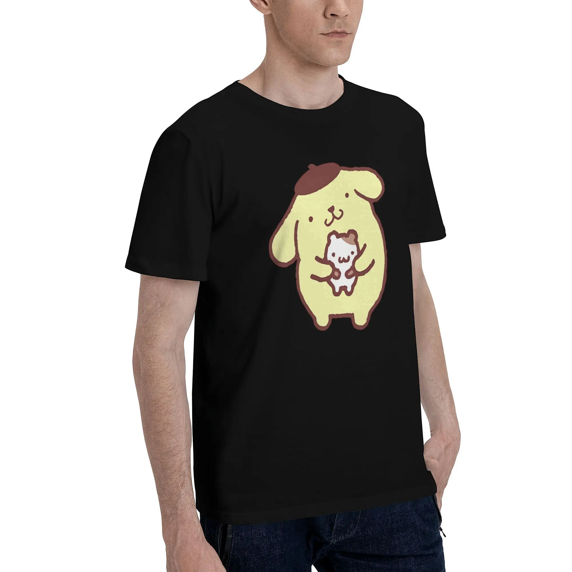 Pompompurin Tilting Head T-Shirt Summer  Popular T Shirts Pure Cotton O Neck Oversized Clothing Short-Sleeved Streetwear Tshirt