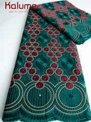 Kalume Swiss Voile Lace Fabircs 2025 High Quality African Nigerian Embroidery Lace with Stones for Wedding Party 5Yards F1468