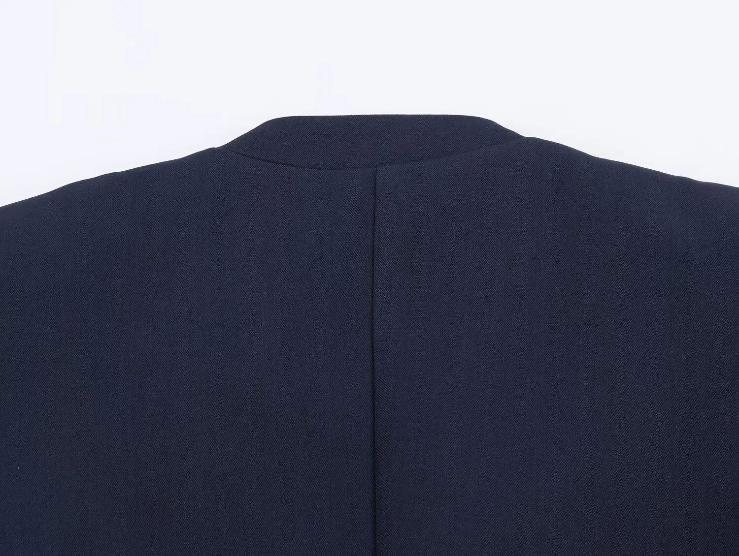 2025 boutique lieu de travail veste de costume sans col pour femme pantalon à jambes droites costume bleu marine pour femme veste double boutonnage droite