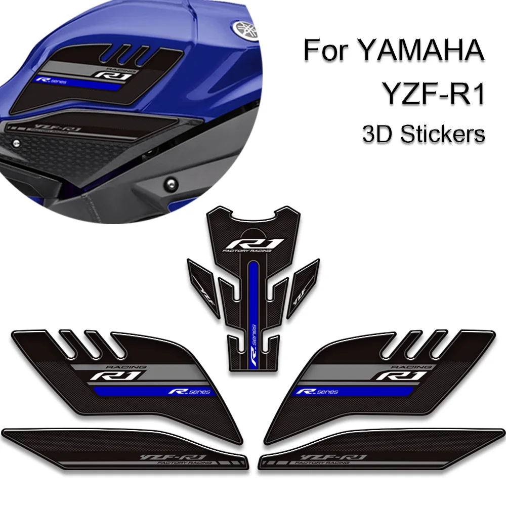 

Для YAMAHA YZF-R1 YZF R1 YZFR1 накладка на бак, боковые ручки, комплект для газа, мазута, защита колена, 3D наклейки для мотоцикла