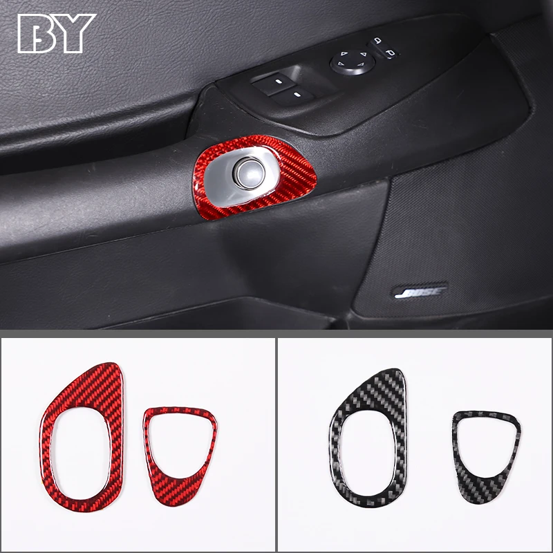 

For Chevrolet Corvette C6 2005-2013 Car Door Switch Decorative Frame Sticker Soft Carbon Fiber Interior Accessories 2pcs