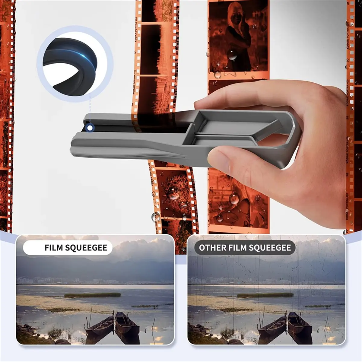 Film Squeegee for 35mm & 120 Film Silicone Blades No Marks/Scratches, Efficient Drying