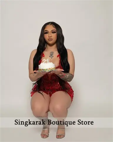 10 best sales röd svart balklänning för flickor - №10