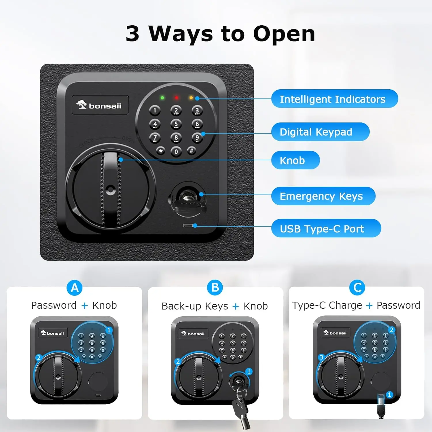 1.8 Cubic Feet Security Home Safe with Digital Keypad & Fireproof Bag, Fire-Resistant Security Box for Jewelry, Cash, Guns | Fir