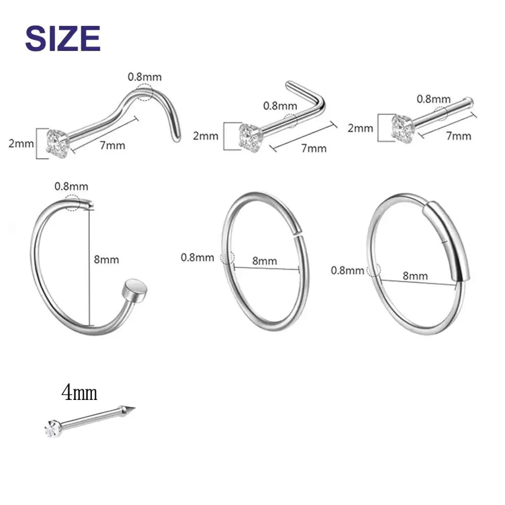1/22Pcs Set Nose Piercing Rings Piercing Guns Disposable Piercing Gloves Clean Pads Beginners DIY Self Body Piercing Tools