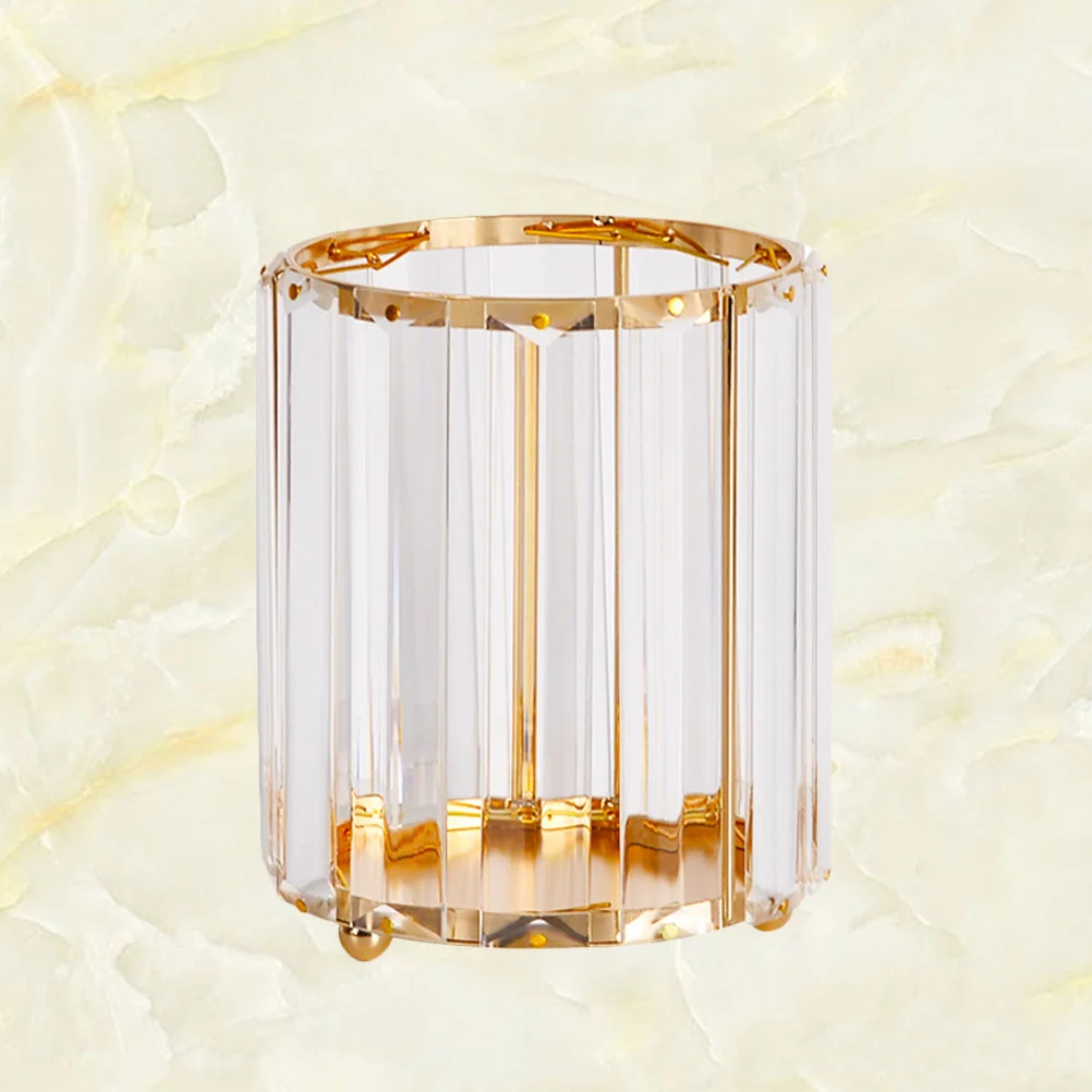 

Golden Hexagonal Glass Vase Pencil Holder Desktop Storage Pen Organizer for Home Office Makeup Pen Holder