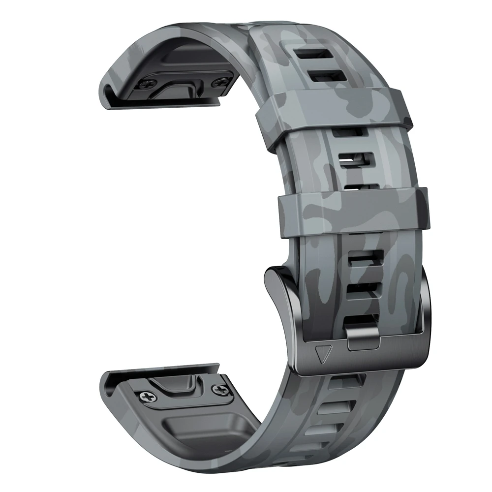 QuickFit 22mm 26mm Sport Camouflage Silicone Strap For Garmin Fenix 8 E 7X 7 Pro 6X 5X Plus/Epix 2 47mm 51mm Bracelet Watchband