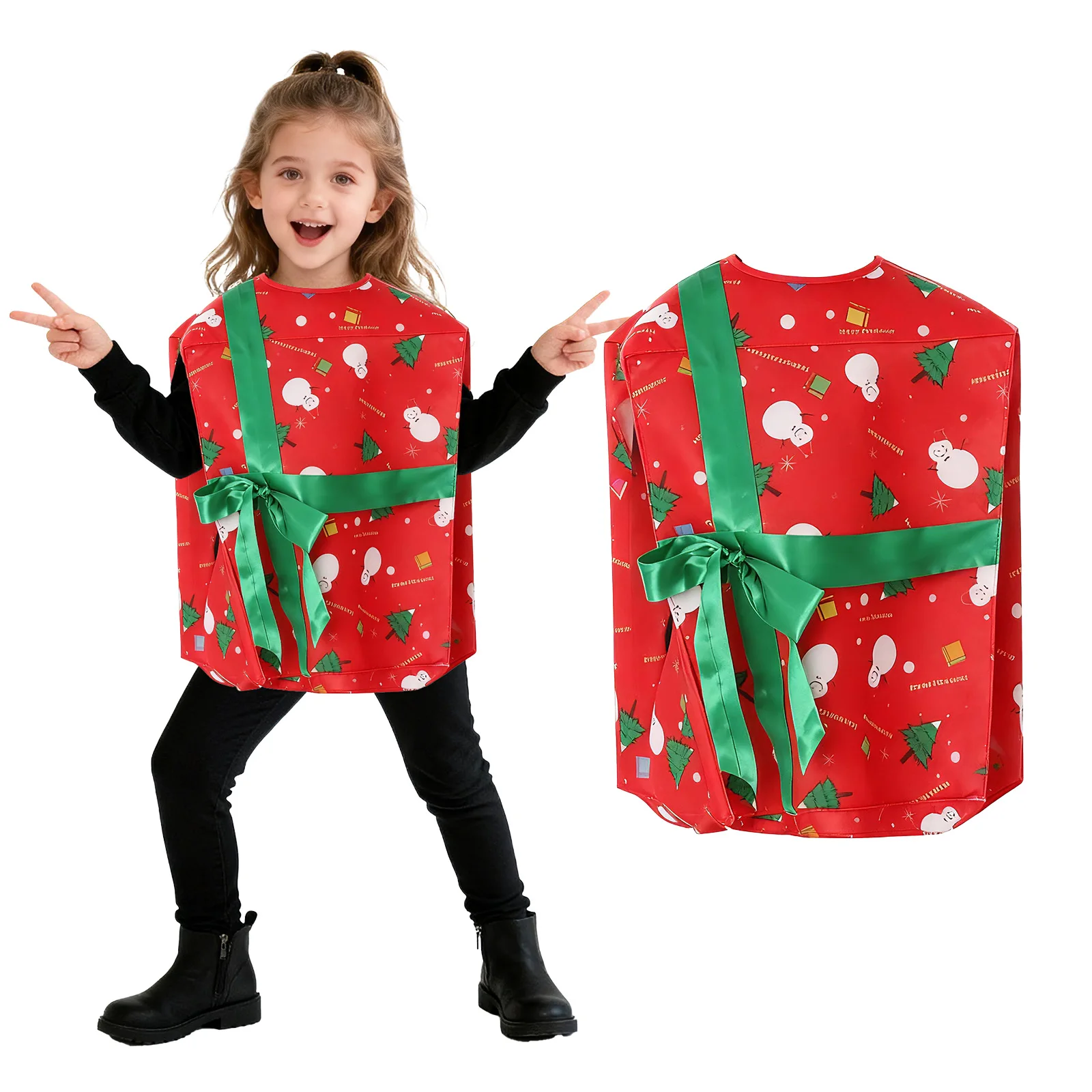 

Christmas Gift Box Costume Present Boxs Sleeveless Christmas Costumes Cosplay Outfit Top for Boys Girls