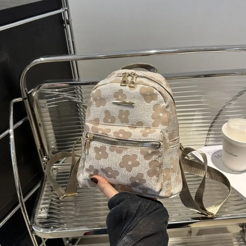 패션 캔버스 꽃 배낭 Pu 가죽 핸드백 학생 Schoolbag 대용량 한국 스타일 보관 가방 여행