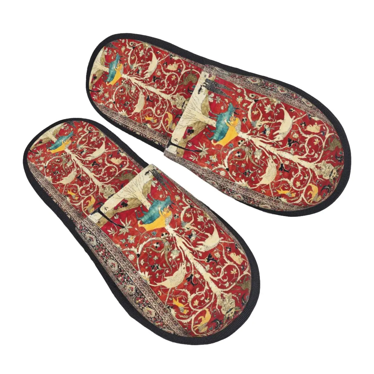 Custom Bohemian Silk Antique Persian Rug Soft Memory Foam House Slippers Women Turkish Ethnic Kilim Comfy Warm Anti-Skid Slipper