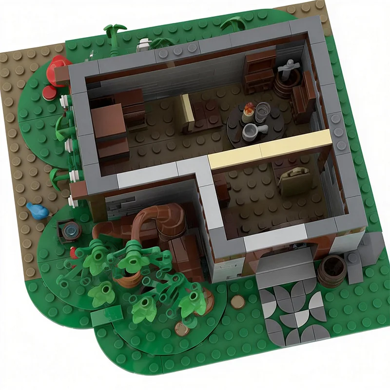 1487 ชิ้น ชุด City Engineering 10332 - ร้านเบเกอรี่ยุคกลางและบ้าน MOC ชุดตัวต่อแบบโมดูลปรับแต่งได้ ของเล่นสร้างสรรค์ DIY ของขวัญวันเกิด