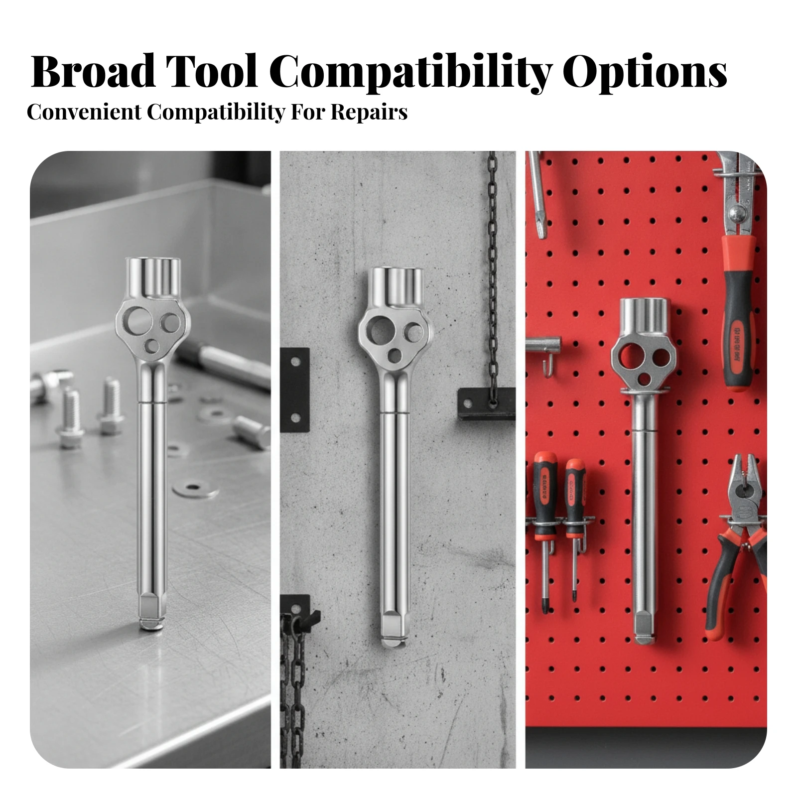 Multifunction Inner Hex Wrench Tool Silver Finish Socket Bit Driver Hex Wrench Assist Tool Heavy Duty