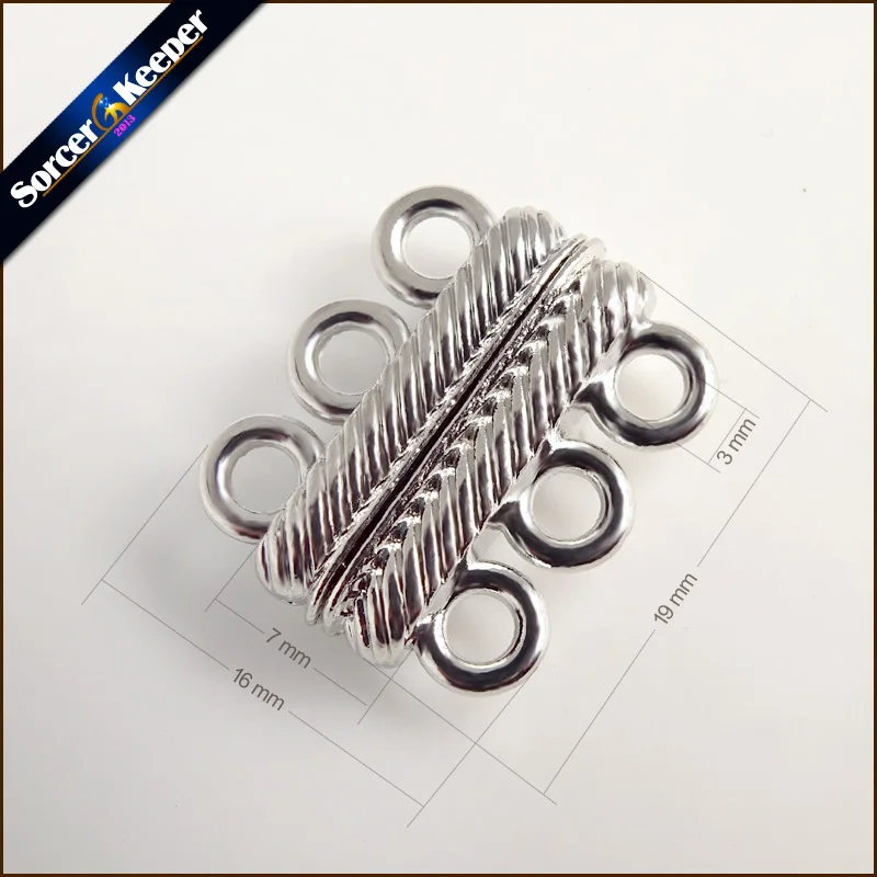 Jewelry Making Connectors Accessories 5pcs Stripe Pattern Carved 3 Row bracelet Magnetic Clasps Findings 16 * 19 mm CSA53