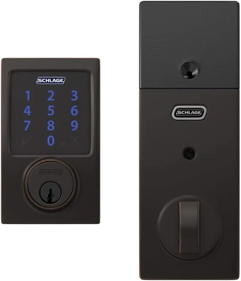 SCHLAGE BE469ZP CEN 716 SCHLAGE Connect Smart Deadbolt With Alarm Inbuilt Century Trim In Aged Bronze