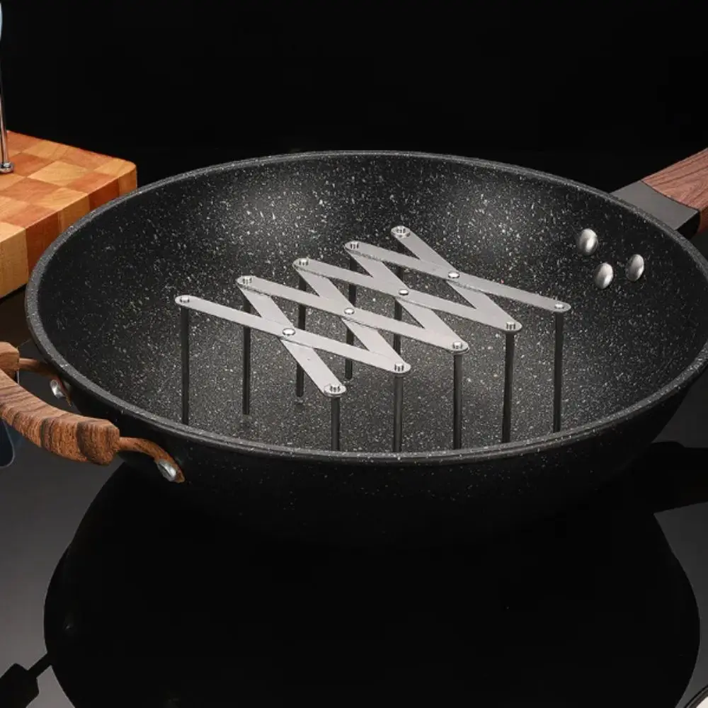 

Stainless Steel Telescopic Rack Foldable Adjustable Pot Cover Storage Telescopic Design Retractable Kitchen Storage Tray