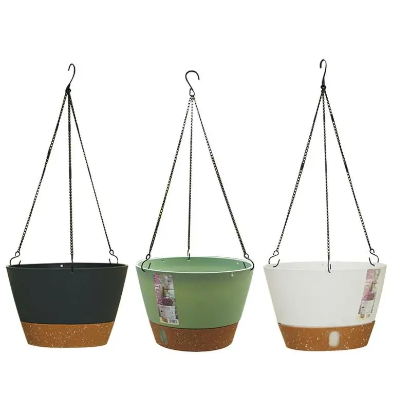 1PC Hanging Planter Flowerpot Plant Holder For Indoor Outdoor Flower Pot With Drainage Holes And Visible Water Level Tray