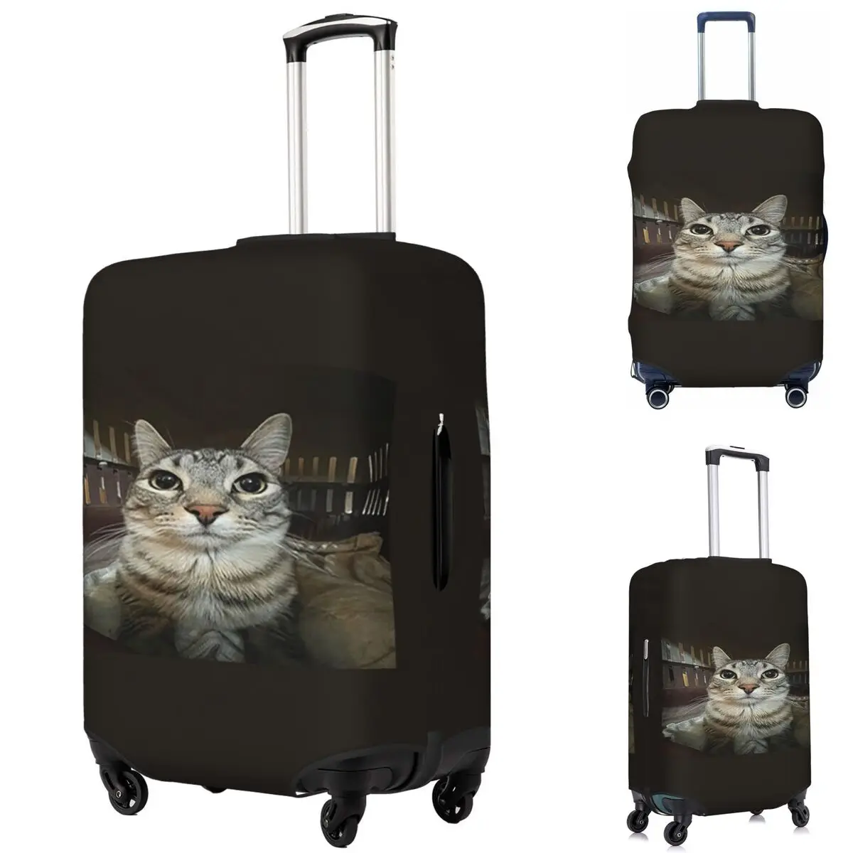 Cat Looking Directly At You Suitcase Cover Protection Elastic Travel Luggage Protector Covers for 18-32 Inch