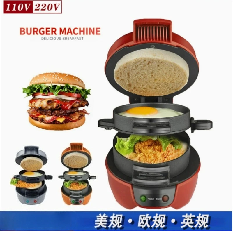 110V EU 220V Burger Maker Sandwich Machine Household Breakfast Maker Toast Bread Grill Machine