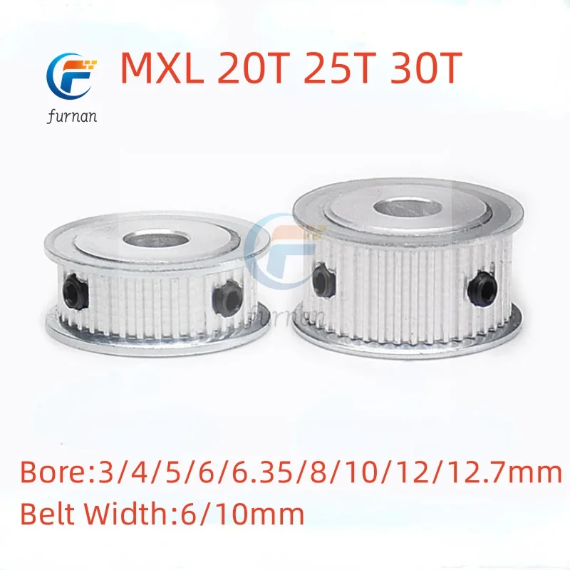 20T/25/30Teeth MXL Timing Pulley Bore 34/5/6/6.35/8/10/12/12.7mm for 6/10mm Width Belt Used In Linear Pulley