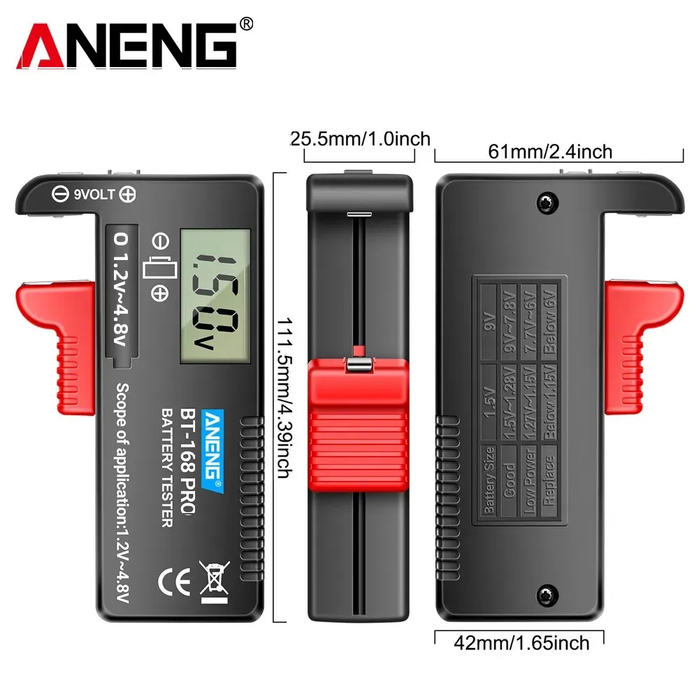 ANENG BT-168 PRO Battery tester Capacity Checkered load analyzer Digital Battery Tester Universal 9V/AAA/ AA Button Cell Test