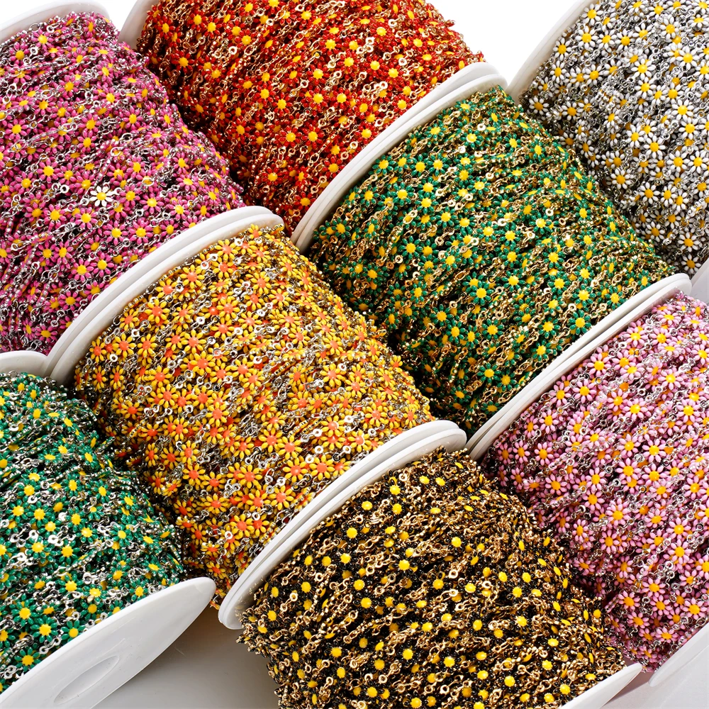 1meter/lot Colorful Little Daisy Copper Chain Bracelet Necklace Chain For DIY Anklet Findings Jewelry Making Accessories image 5