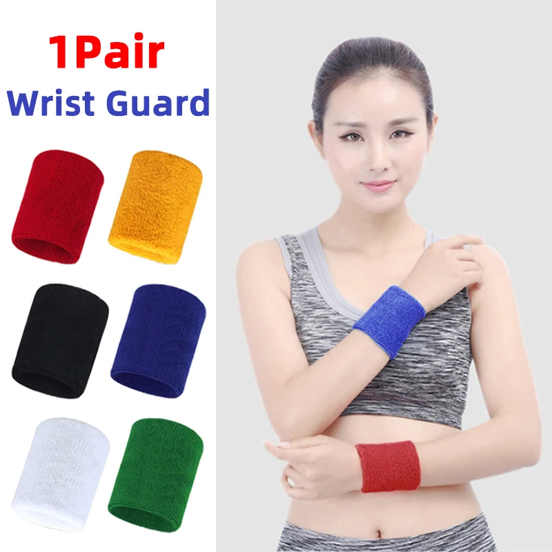 1 Pair Cotton Elastic Wristband Support Basketball Wrist Brace Wraps Men Kids Gym Fitness Weightlifting Powerlifting Tennis