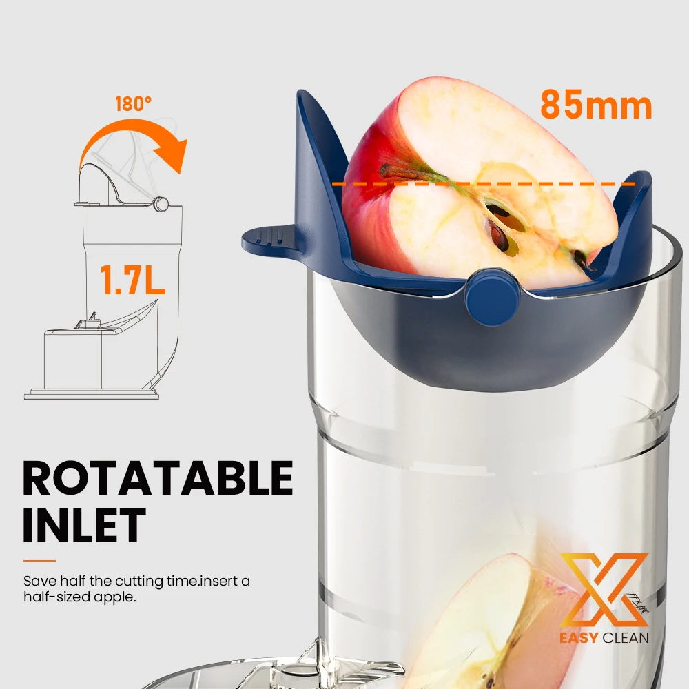 Cold-Press Juice Extractor Large Inlet Slow Juicer Kitchen Household Fruit/Vegetable Blender FFX Filter Easy to Clean PRO