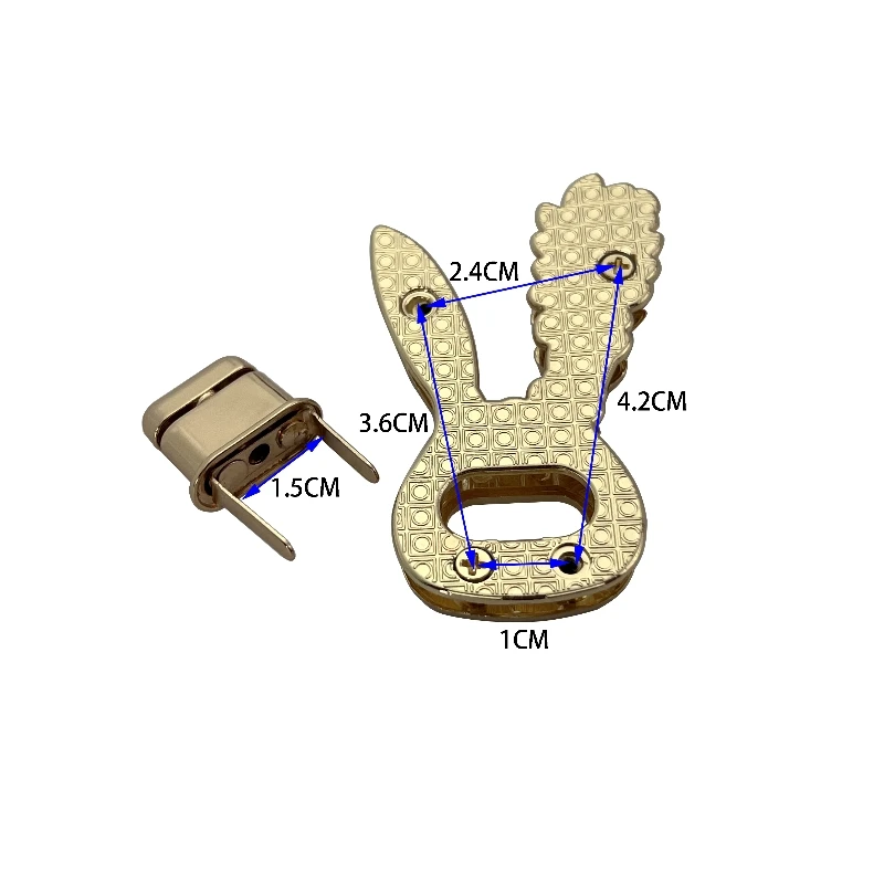 Cute Rabbit Shaped Turn Lock for Lady\'s Handbag Closure Twist Locks for DIY Bags Parts Hardware Accessories Zinc Alloy