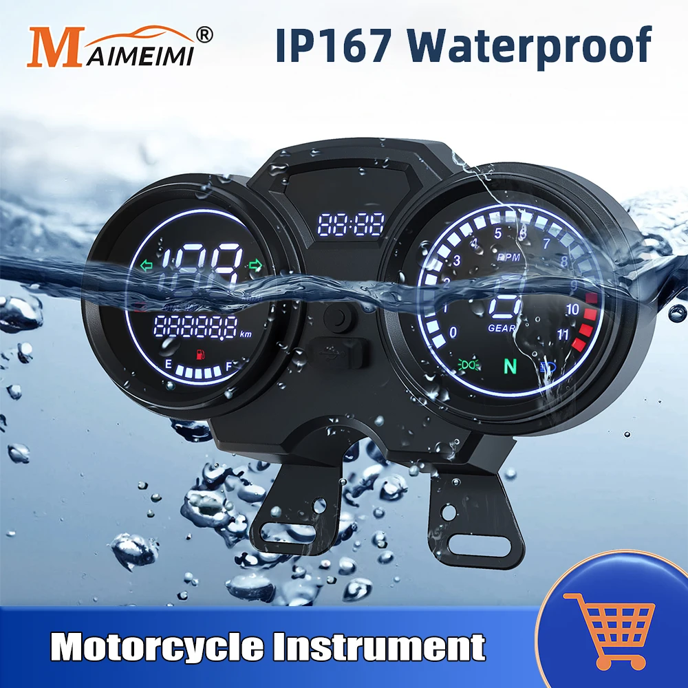 

Универсальный ЖК-дисплей одометра, спидометра, мотоциклетный инструмент, цифровой тахометр, счетчик часов с шестерней, аксессуары для мотоциклов