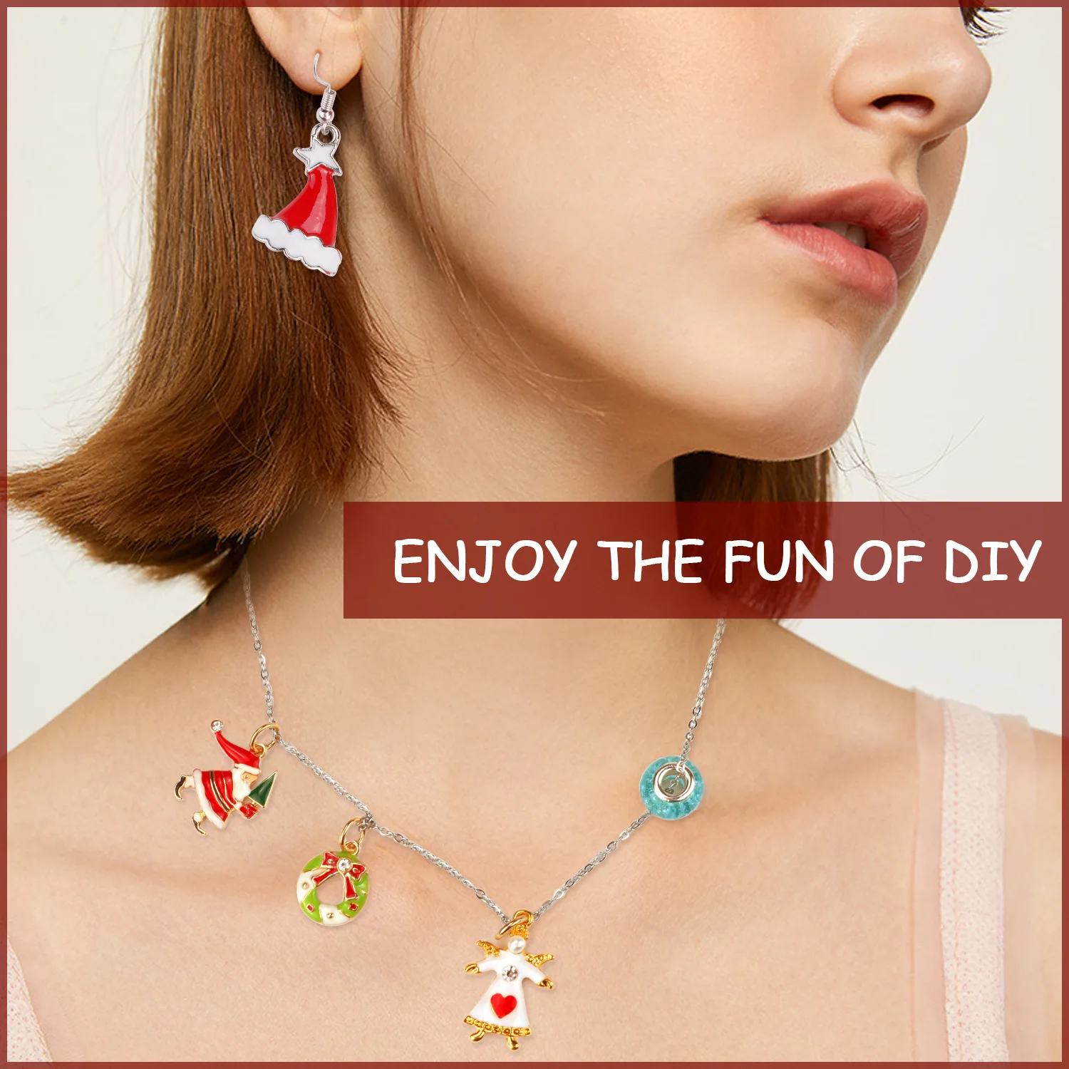 Christmas DIY Necklace Earrings Studs Charms Pendants Jewelry Handbag Xmas Box Gifts Set For Advent Countdown 24 Days Calendar