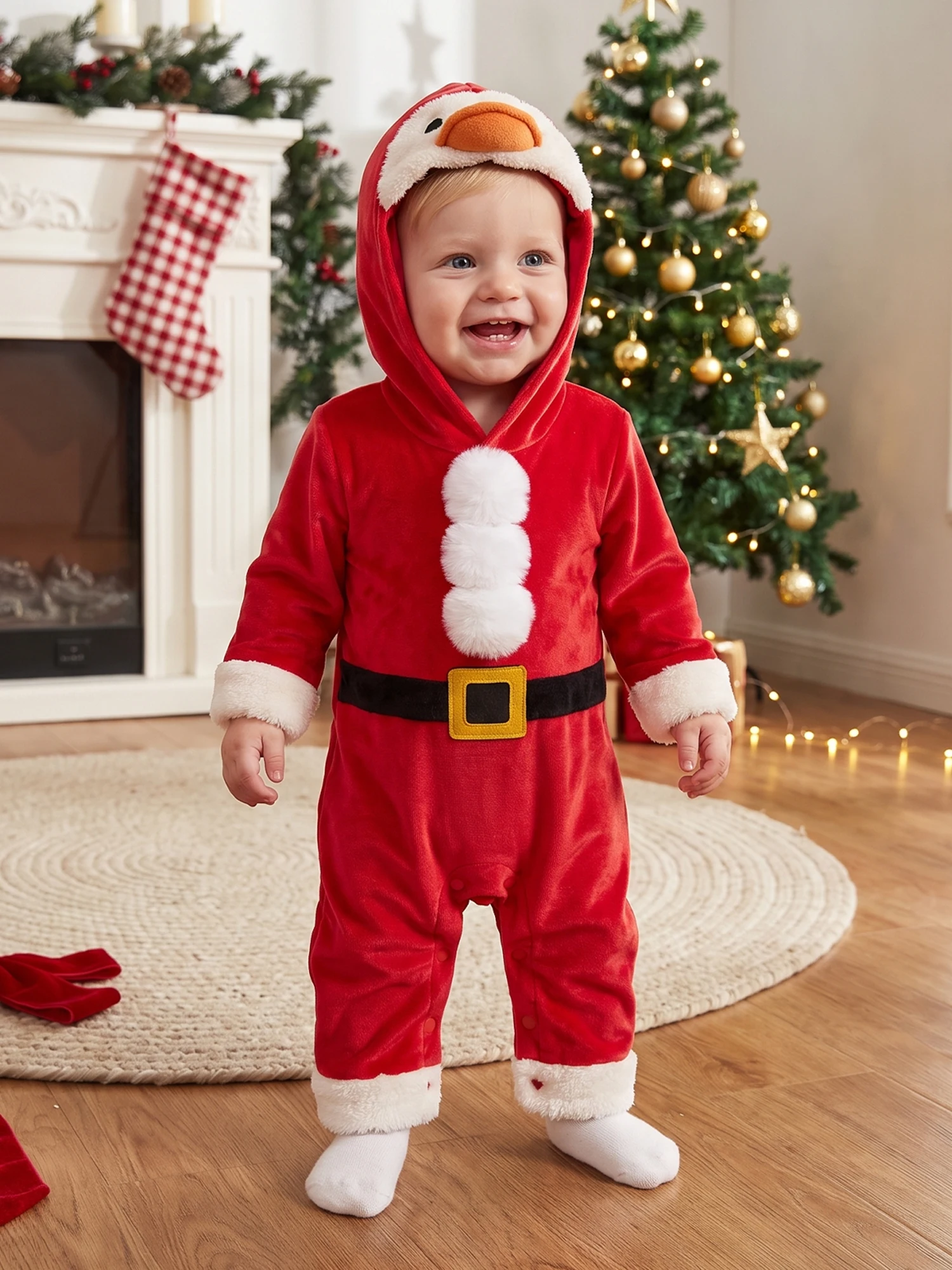 Baby Christmas Christmas Santa Santa Costume Long Sleeve Hooded Sleeve Hooded Romper Infant Baby Christmas Santa Costume Cute