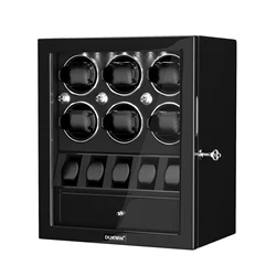 Automatic 6 Watch Winder with 5 Extra Storage Display Jewelry Collector Box Mabuchi Motor Watch Winders for Automatic Watches