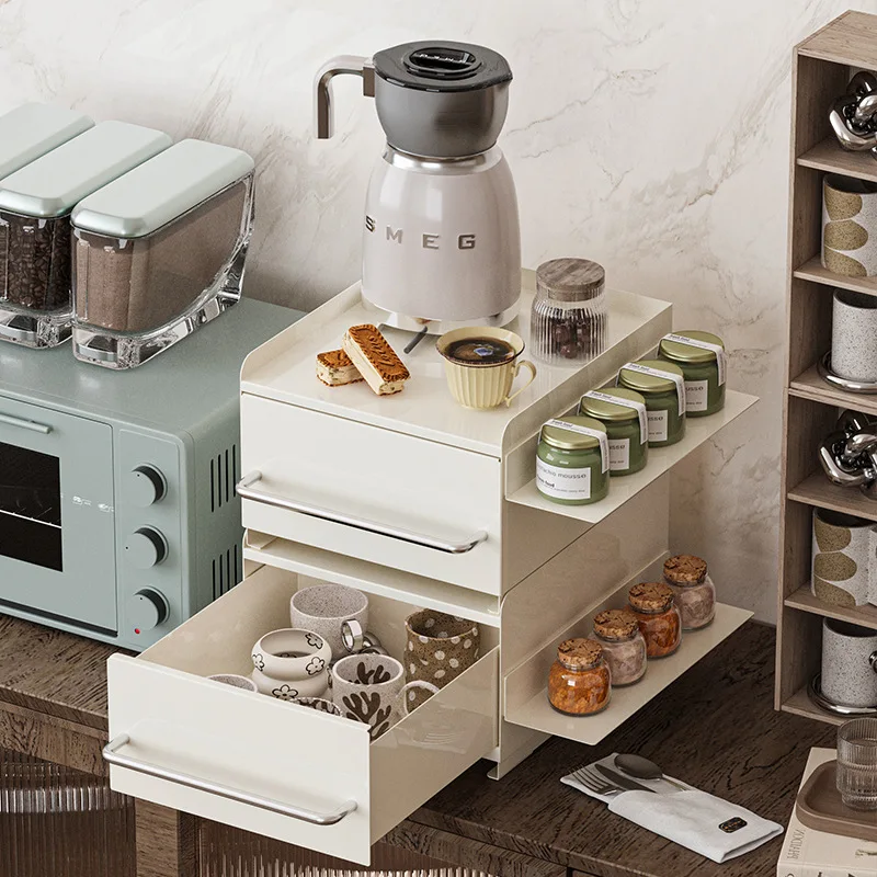 

cross-border stackable light luxury shelves, coffee machine entrance table storage racks, dust-proof medicine tea sets