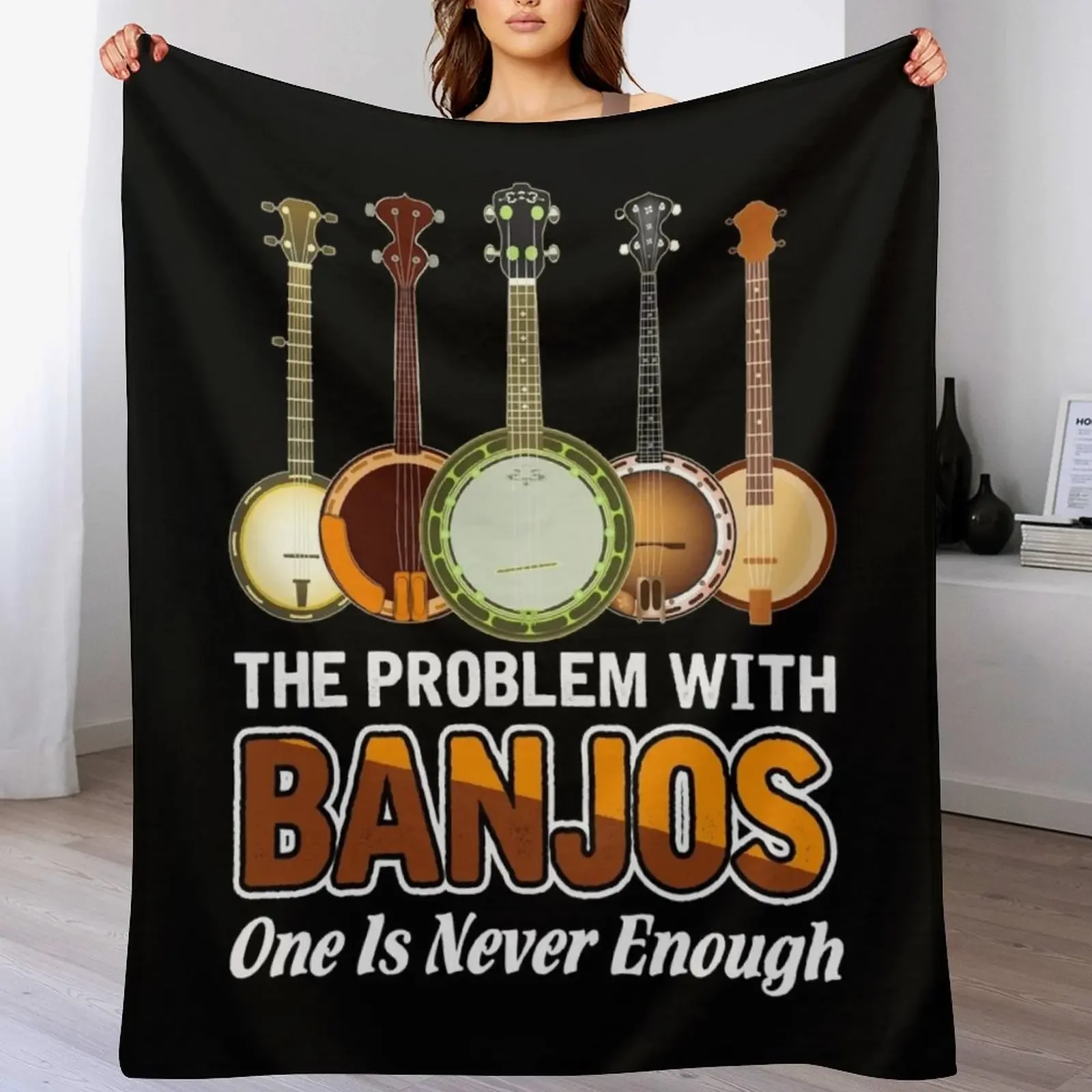 

Funny Banjos Throw Blanket Giant Sofa Vintage Warm Plaid Blankets