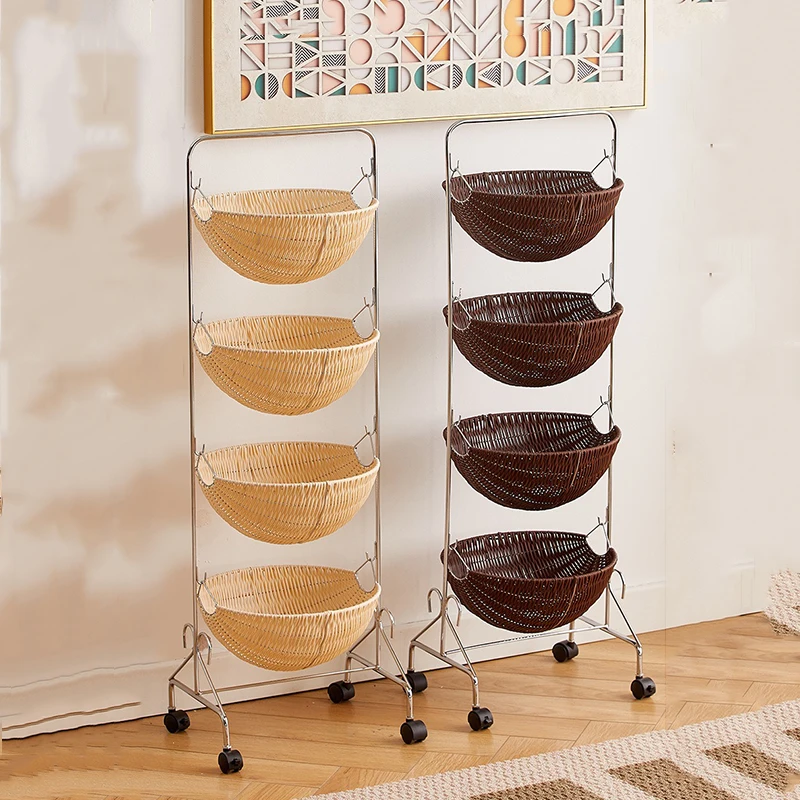 4-floor Storage Holders Landing Shelves Detachable Organizers Multi-function Kitchen Gadgets Removable Furniture with Wheels