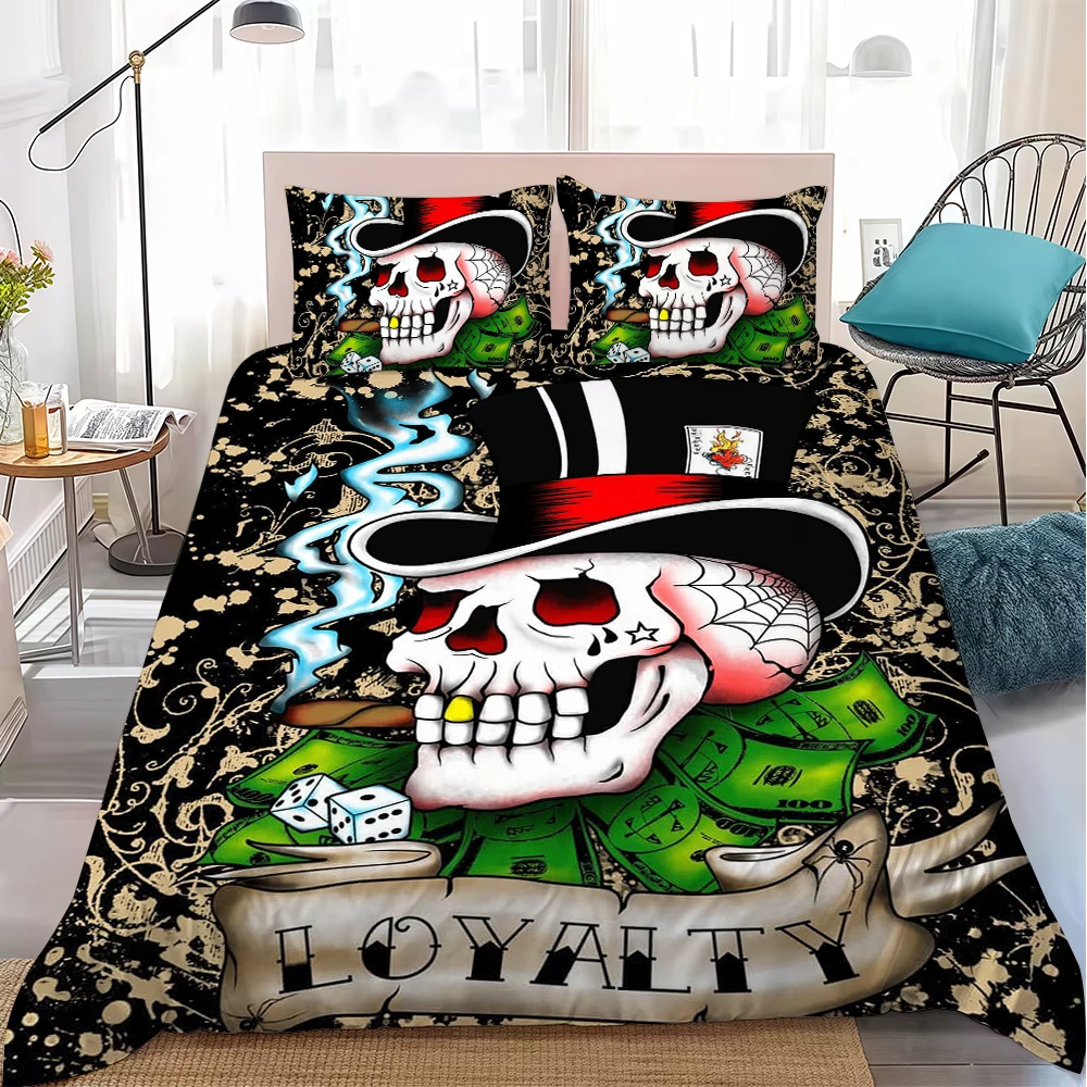 Fashion E-Ed H-Hardy Duvet Cover Set Home Style Bedding Soft Laundry Cotton Bed 3 Piece Set Student Dormitory Gift view 3