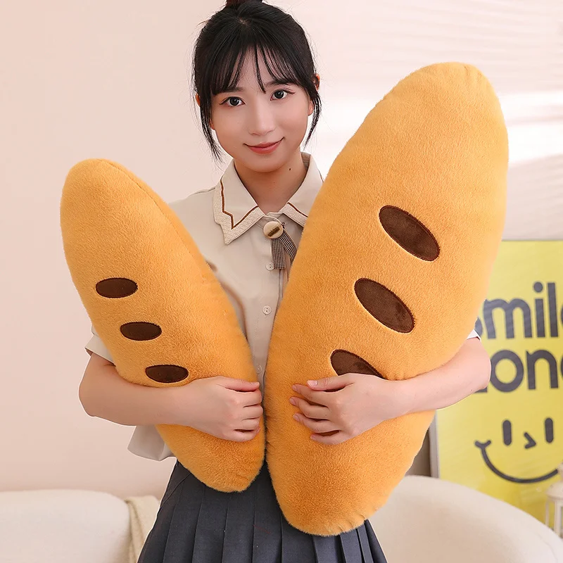 50-90cm Cute Bread Plush Pillow Soft Stuffed Simulation Food Party Prop Decor Sleeping Companion Gift