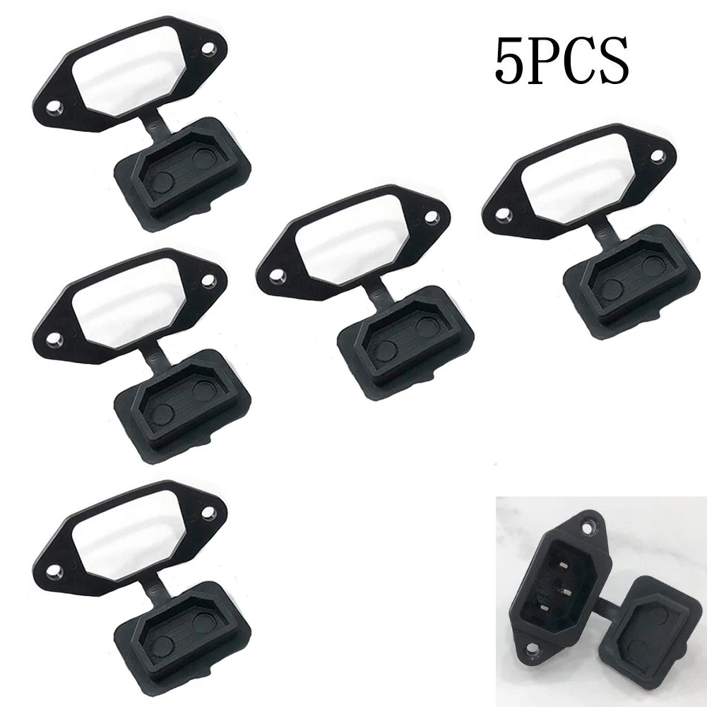5pcs AC Power Socket 250V 2 Pins Male PlugsPanel Power Charging Outlet Connector With Waterproof Cap