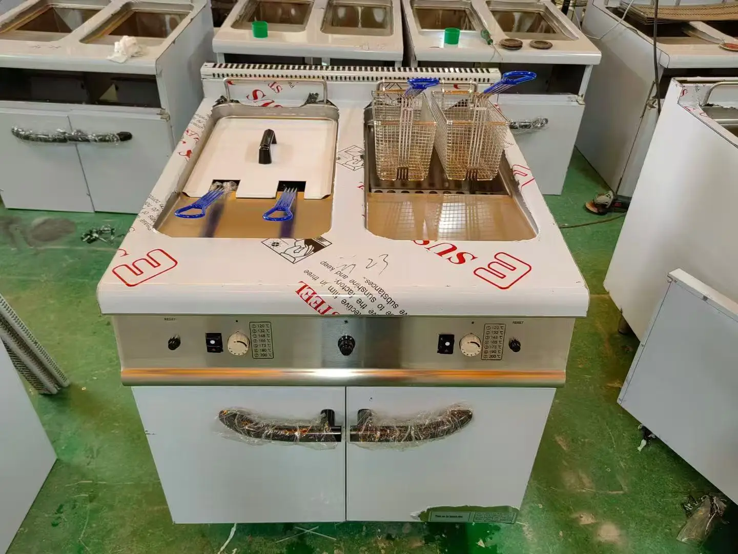 Hotel Fast Food Restaurant Heavy du RVS Commerciële g a Friteuse met dubbele koekenpan