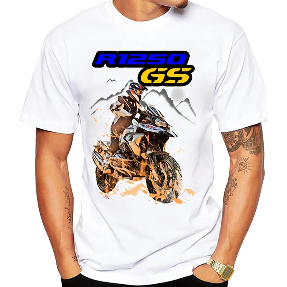 Mountain GS Adventure R1250 GS Riding T-Shirt Men Short Sleeve GP White Casual Hip Hop Tshirt Boy Motorcycle Rider Sport Tees