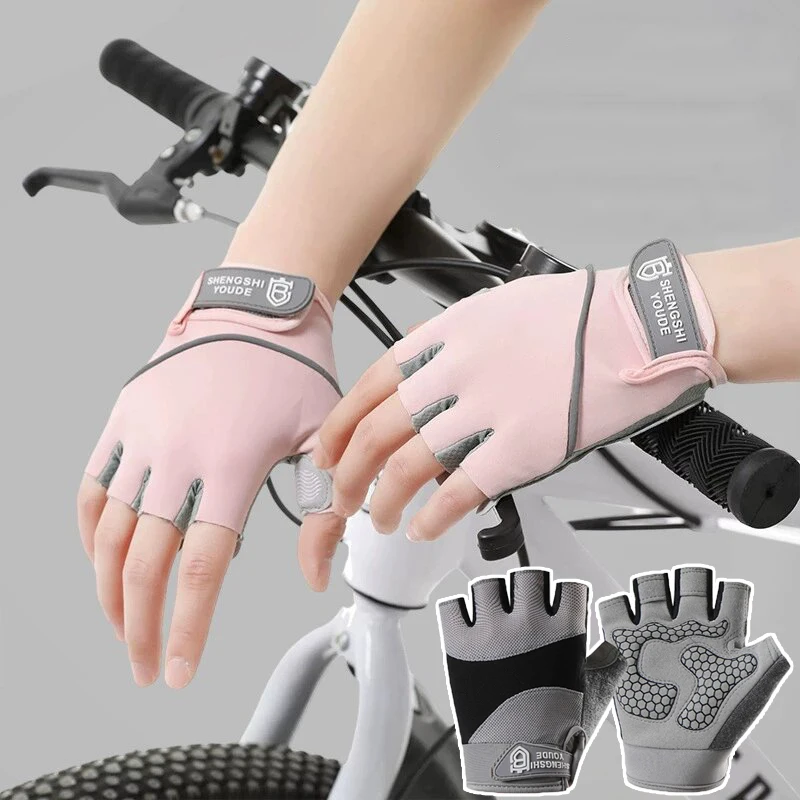 Breathable Cycling Gloves Workout Gym Gloves for Men Women Weight Lifting Fingerless Gloves Training Exercise Fitness