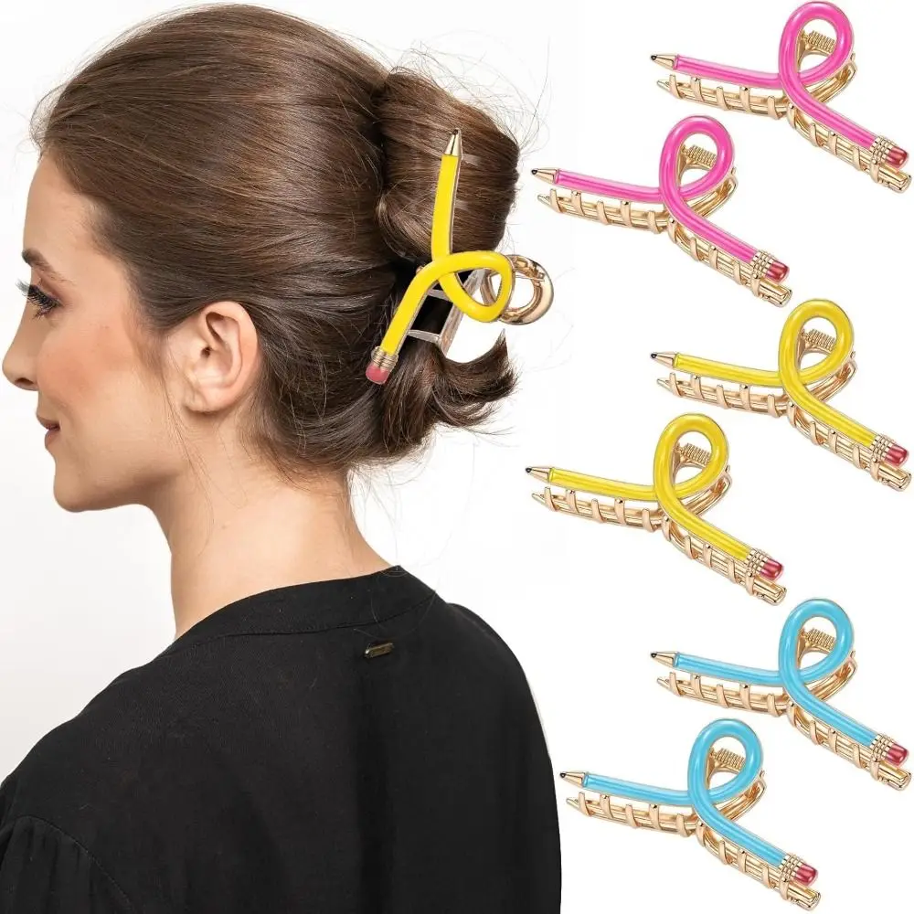 Fashion Cute Pencil Hair Clips Fun Back to School teacher hair clips Novelty Hair Claw Classroom